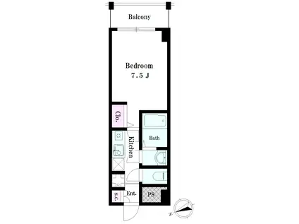 HAYAKAWA COURT ハヤカワコート(1K/2階)の間取り写真