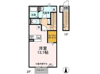 ヴィル・トランキル大森(ワンルーム/2階)の間取り写真