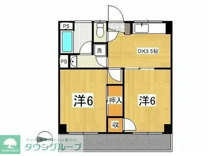 グリーンハイツ(2DK/3階)の間取り写真