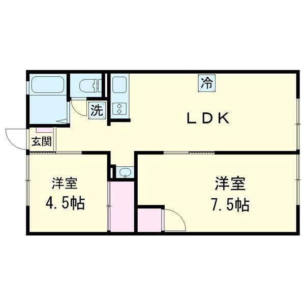 シティハイム グリーンフラット(2LDK/2階)の間取り写真