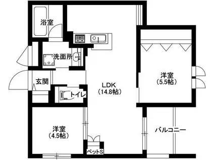 WIND VALLEY-ウィンドバリー-(2LDK/1階)の間取り写真