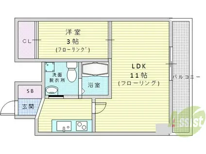 MCOURT関大前(1LDK/7階)の間取り写真