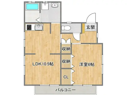 クレシータ百草(1LDK/2階)の間取り写真