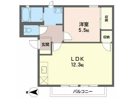モダニティ室町(1LDK/1階)の間取り写真
