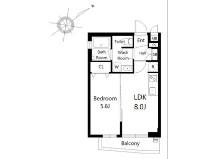 REFRAME 5 池尻大橋(1LDK/2階)の間取り写真
