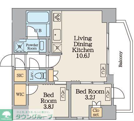 GARDEN XAVIS南蒲田(2LDK/12階)の間取り写真