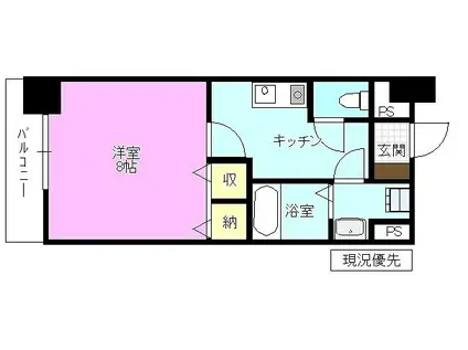 アーバンタワー長野(1K/7階)の間取り写真