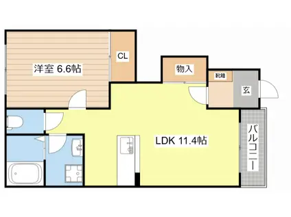 フィールドルミナスII(1LDK/1階)の間取り写真