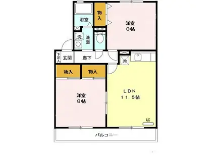メゾンボヌール(2LDK/1階)の間取り写真
