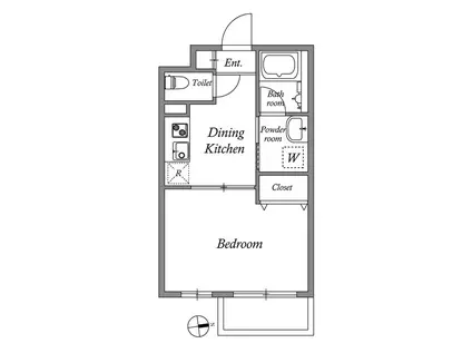 GRAN PASEO 方南町(1DK/1階)の間取り写真