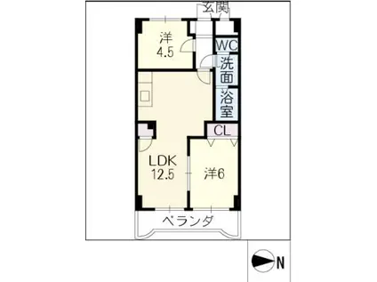 小坂プリンシア(2LDK/1階)の間取り写真