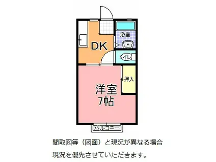 ファミーユ北條(1DK/1階)の間取り写真