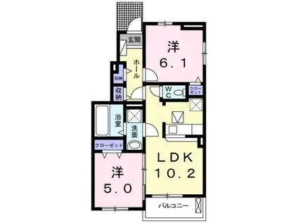 サンフェリスタIV(2LDK/1階)の間取り写真