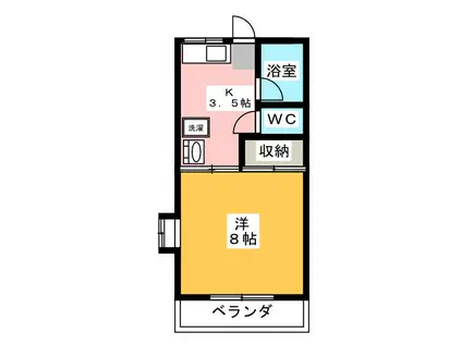 マルケンB(1K/2階)の間取り写真