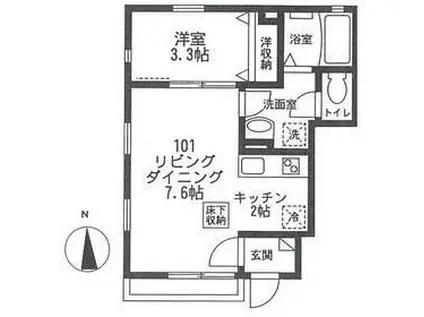 クレールメゾン石神井公園(1LDK/1階)の間取り写真