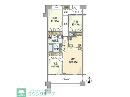 クリオ溝の口壱番館(3LDK/5階)の間取り写真