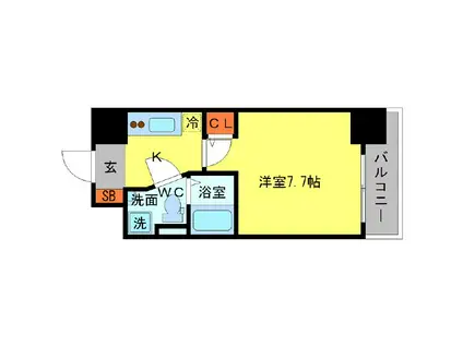 SERENITE本町エコート(1K/12階)の間取り写真
