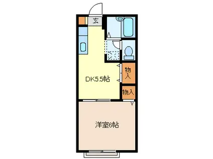 ディアスY(1K/2階)の間取り写真