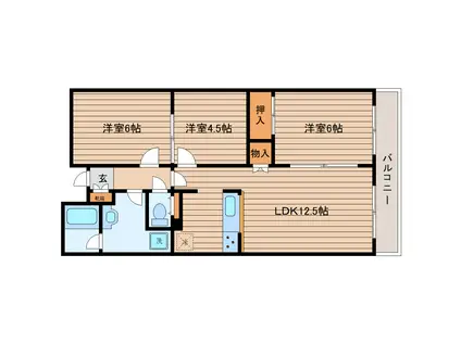 コラム南山壱番館(3LDK/1階)の間取り写真