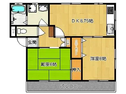 タウンハウスサカイ(2DK/1階)の間取り写真