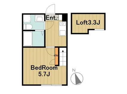 クアージ聖蹟桜ヶ丘(1K/2階)の間取り写真