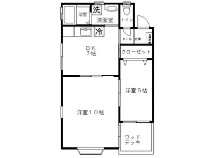 WOODY617(2DK/1階)の間取り写真