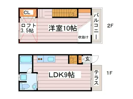 ナヴィール萩・5号館(1LDK/1階)の間取り写真