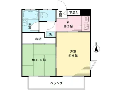 コーポ藤(1DK/3階)の間取り写真