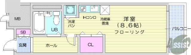 ライオンズマンション一番町(ワンルーム/6階)の間取り写真