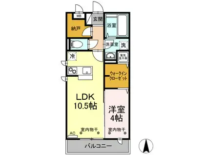 グッドベルテ横浜(1LDK/3階)の間取り写真