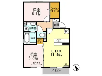 リアンG(2LDK/2階)の間取り写真