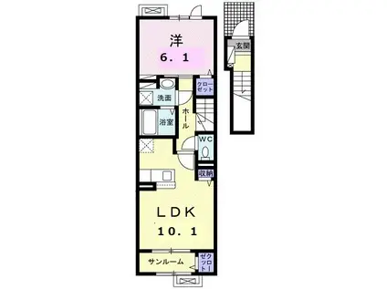 コンフォール・アイリス(1LDK/2階)の間取り写真