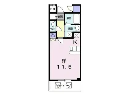 グラン・リッツ上浜(1K/2階)の間取り写真