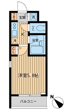 ザ・パーククロス市ヶ谷(1K/1階)の間取り写真