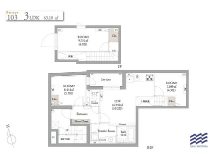 BLANCCOURT中野新橋(3LDK/1階)の間取り写真