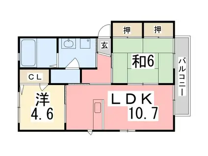 シャーメゾン堂本B棟(2LDK/2階)の間取り写真