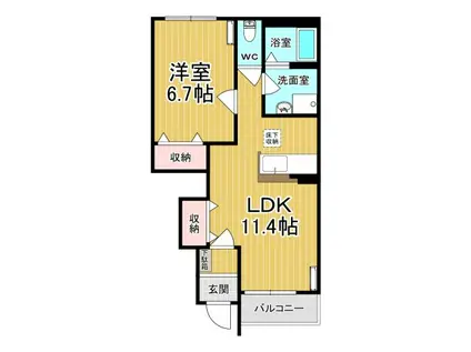 ドルチェ(1LDK/1階)の間取り写真