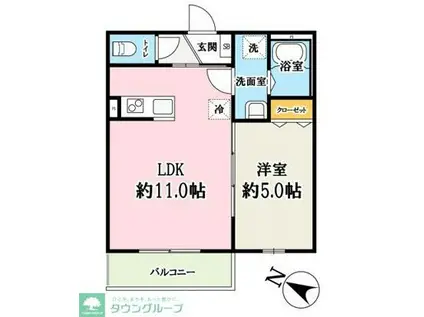 キャメル入間黒須A(1LDK/2階)の間取り写真