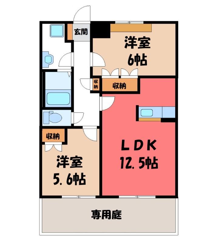 グリーンパークC(2LDK/1階)の間取り写真