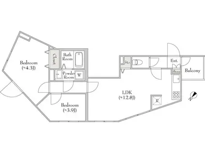 LUMIEC UN YOGA(2LDK/5階)の間取り写真