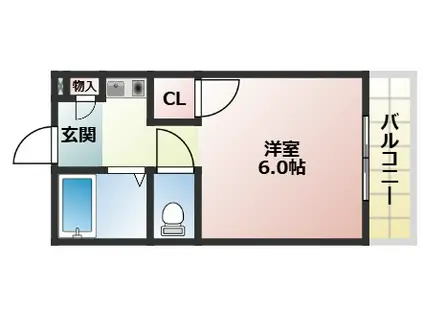 サンリバティ(1K/2階)の間取り写真