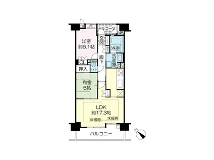 ローレルスクエア豊中アウレリア(2LDK/5階)の間取り写真