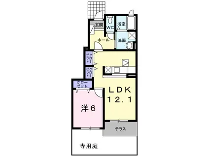 スタニングプレイスV(1LDK/1階)の間取り写真