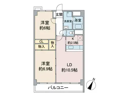 ラトゥール一社(2LDK/5階)の間取り写真