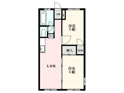 浅見ハイツ(2LDK/2階)の間取り写真