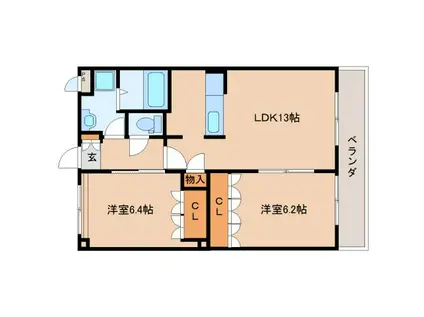 ヒルトップ・テラス(2LDK/2階)の間取り写真