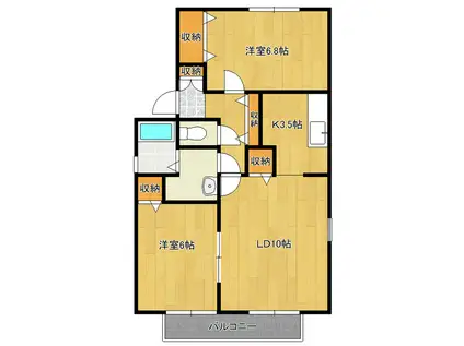 エルシャトー(2LDK/1階)の間取り写真