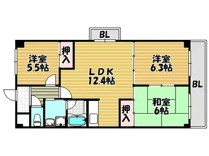 ニュープリーメル(3LDK/9階)の間取り写真