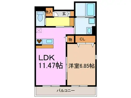 PRIUS相原郷(1LDK/2階)の間取り写真