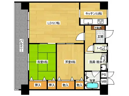 RUMAHニシモト桃山(2LDK/3階)の間取り写真